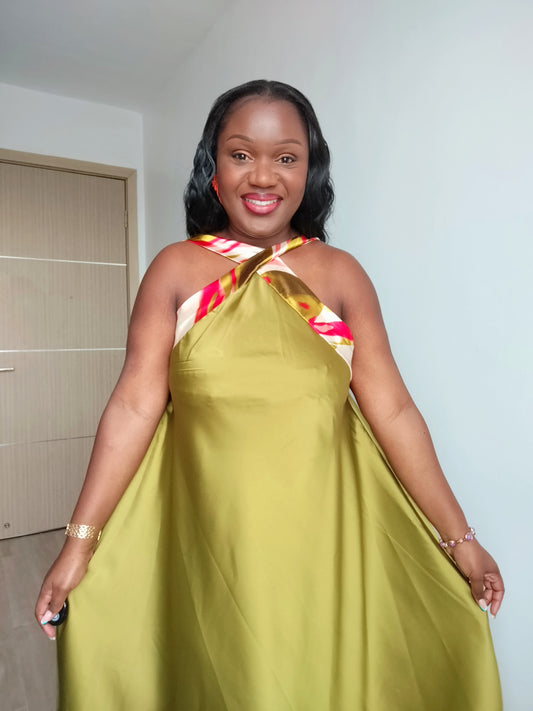 Jua crossed sleeves silk dress