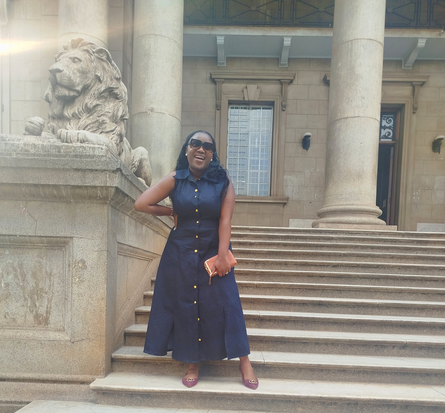 Moyo half sleeve long denim dress